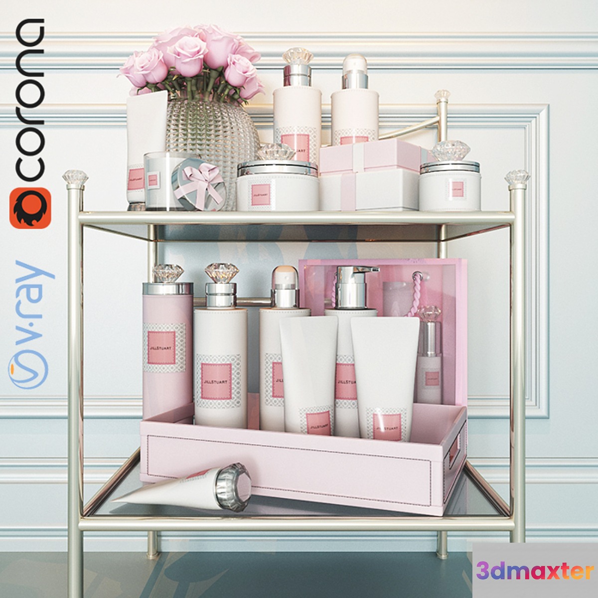 Side table with makeup _ Table with cosmetic set - No.2