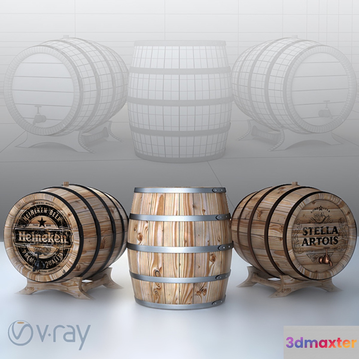 Beer cellar barrels 3D Max