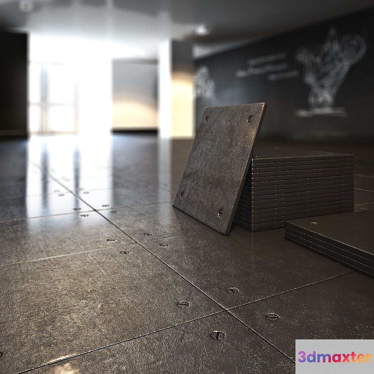 Ceramic tiles with imitation under the metal bolting 3D Max