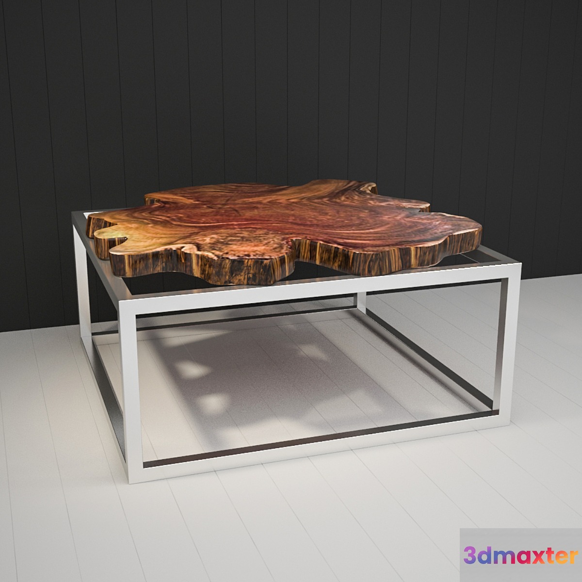 Coffee table of cut wood