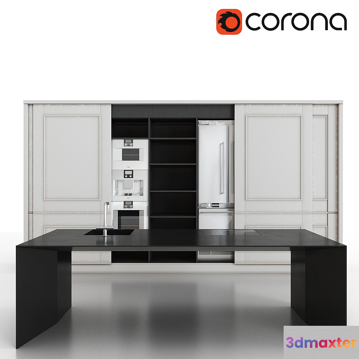 Modern Kitchen Invisible Table 3D Max