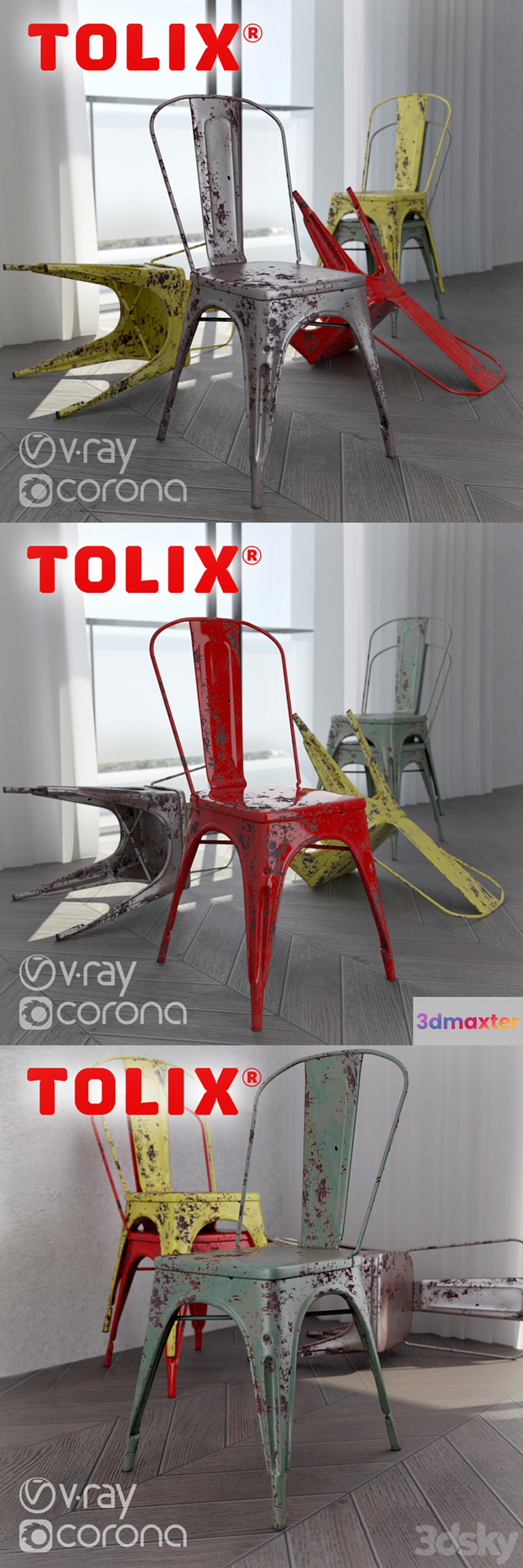 Tolix A chair (vray + corona) - No.3