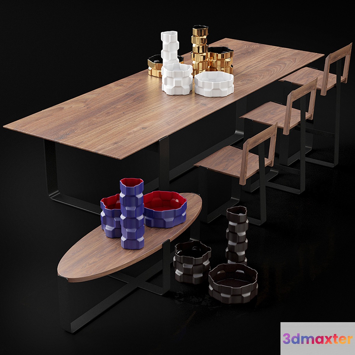 Skram Piedmont collection and Driade vases 3D Max