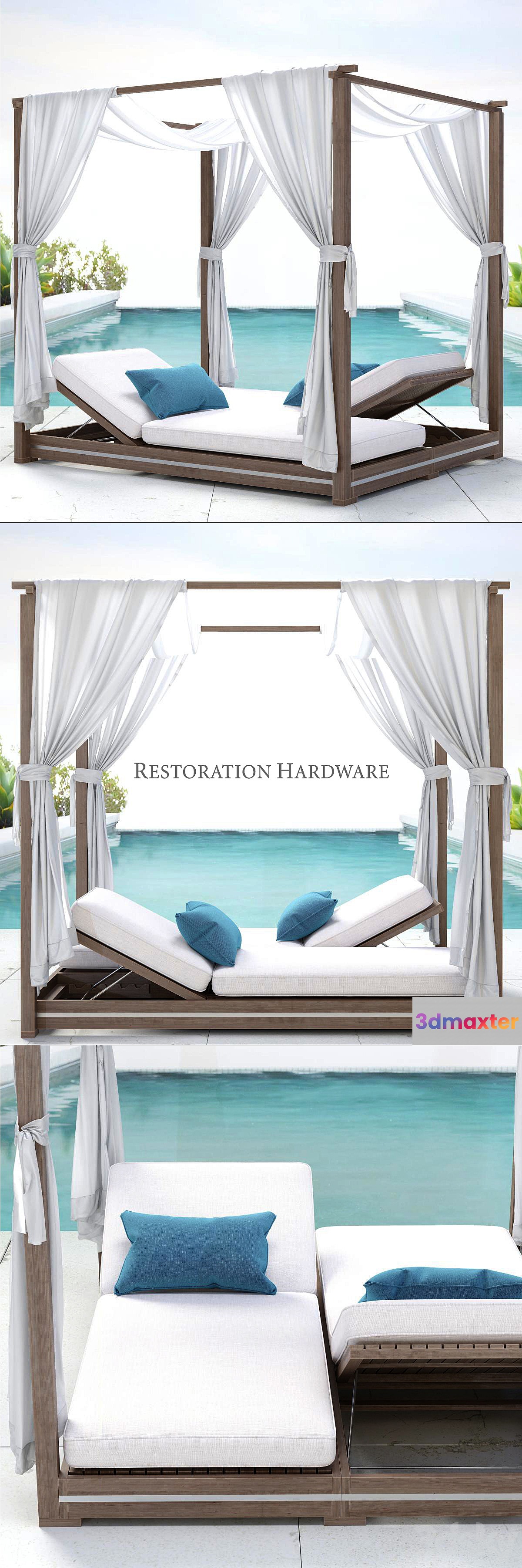 RH _ MALTA CANOPY DOUBLE CHAISE - No.3