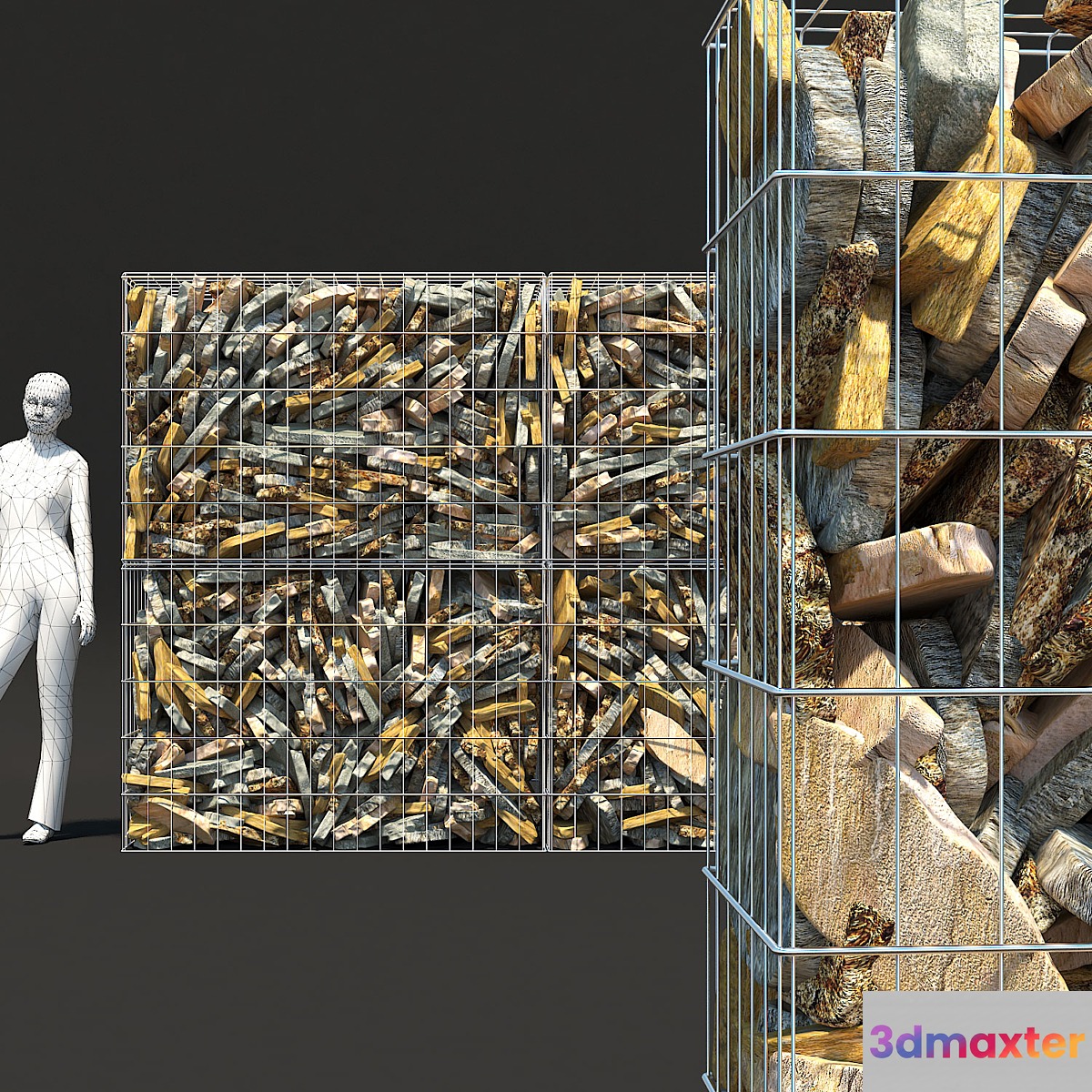 Gabion Flat Stone 3D Max