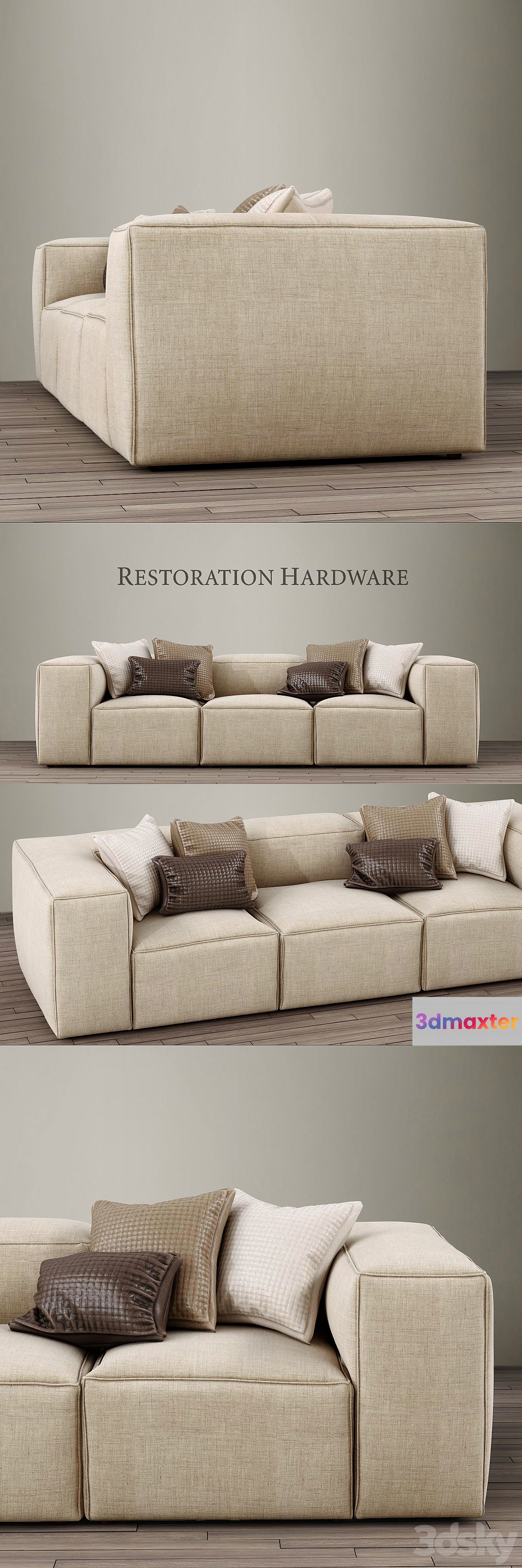 RH _ FULHAM UPHOLSTERED LEFT-ARM SOFA CHAISE SECTIONAL - No.2 3D Max