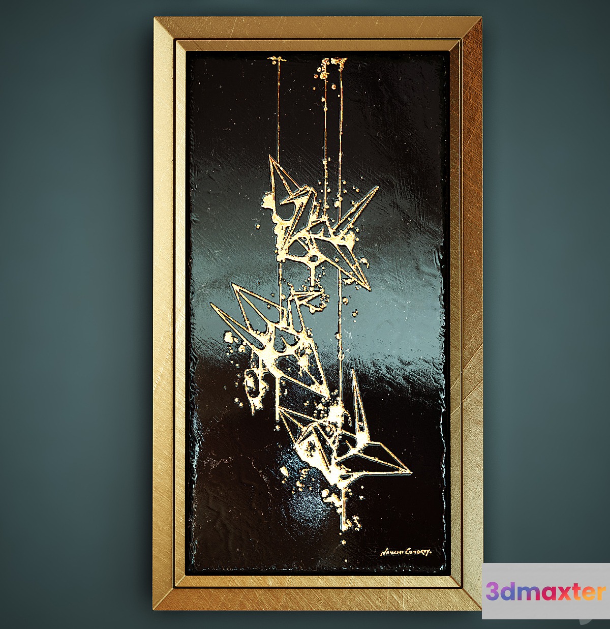 Decorative marble panels engraved and gilded. 3D Max