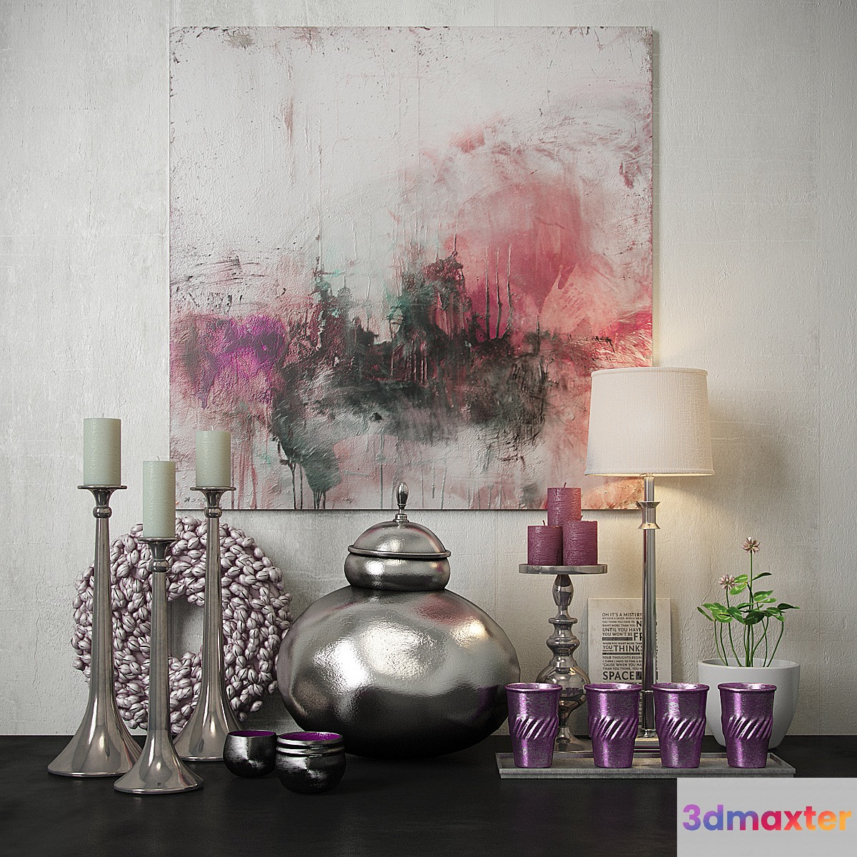 Pink decorative set 3D Max