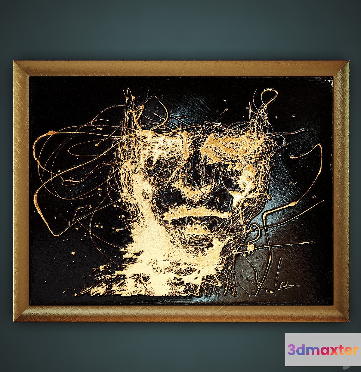 Decorative granite panel with engraved and gilded. 3D Max