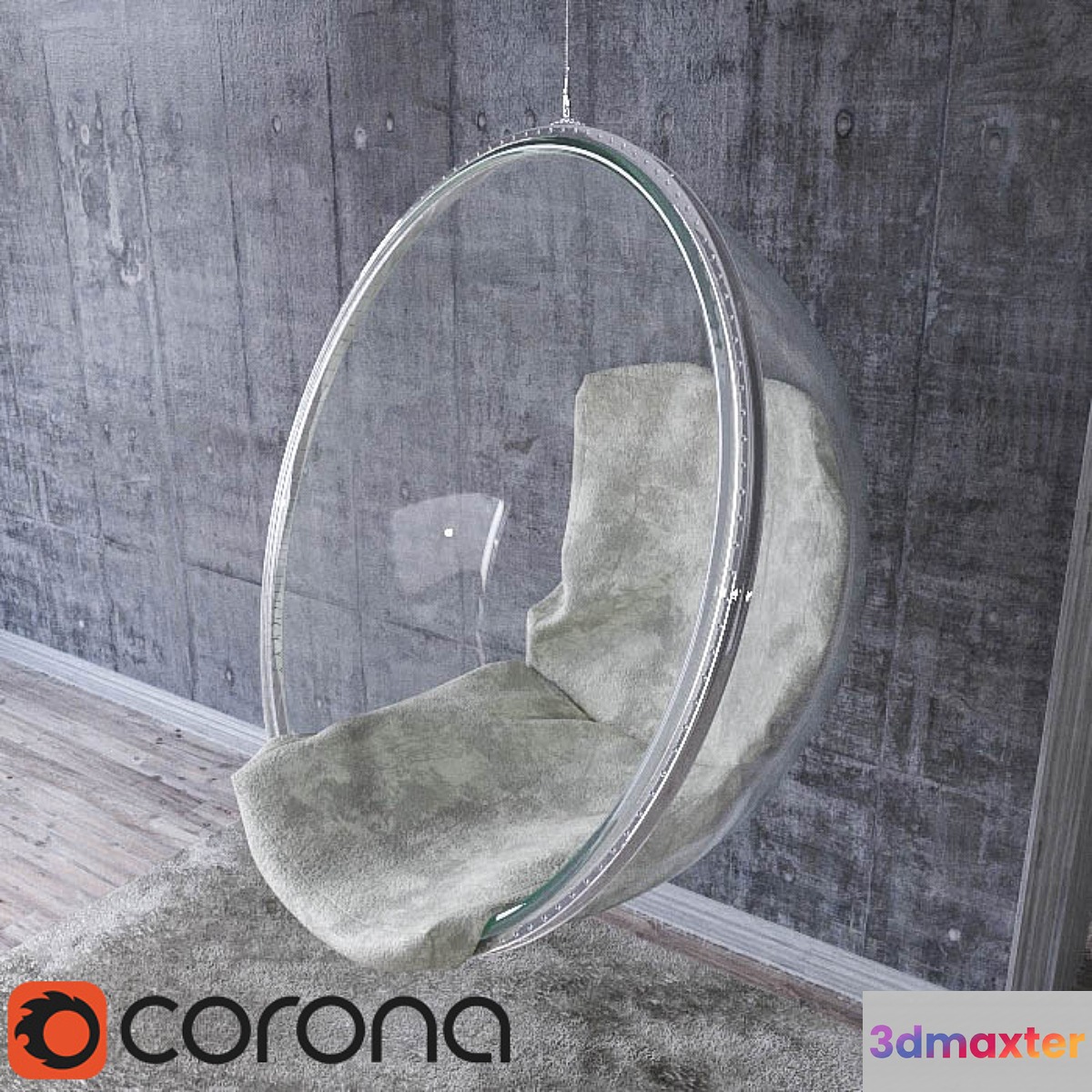 Suspended glass chair