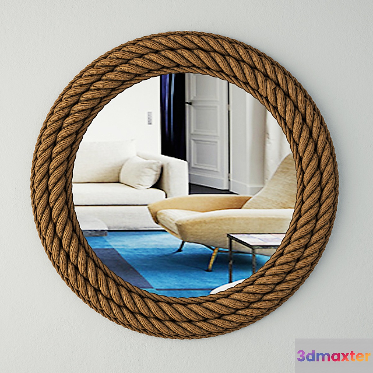 Round Nautical Rope Wall Mirror 3D Max