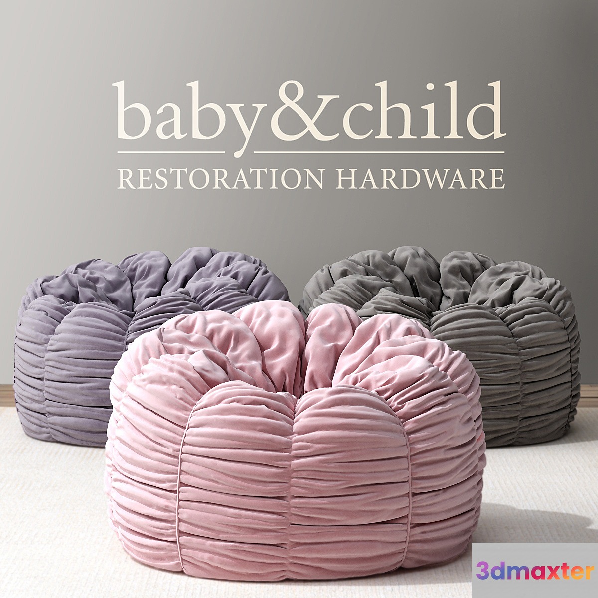 RH _ WASHED VELVET RUCHED BEAN BAG