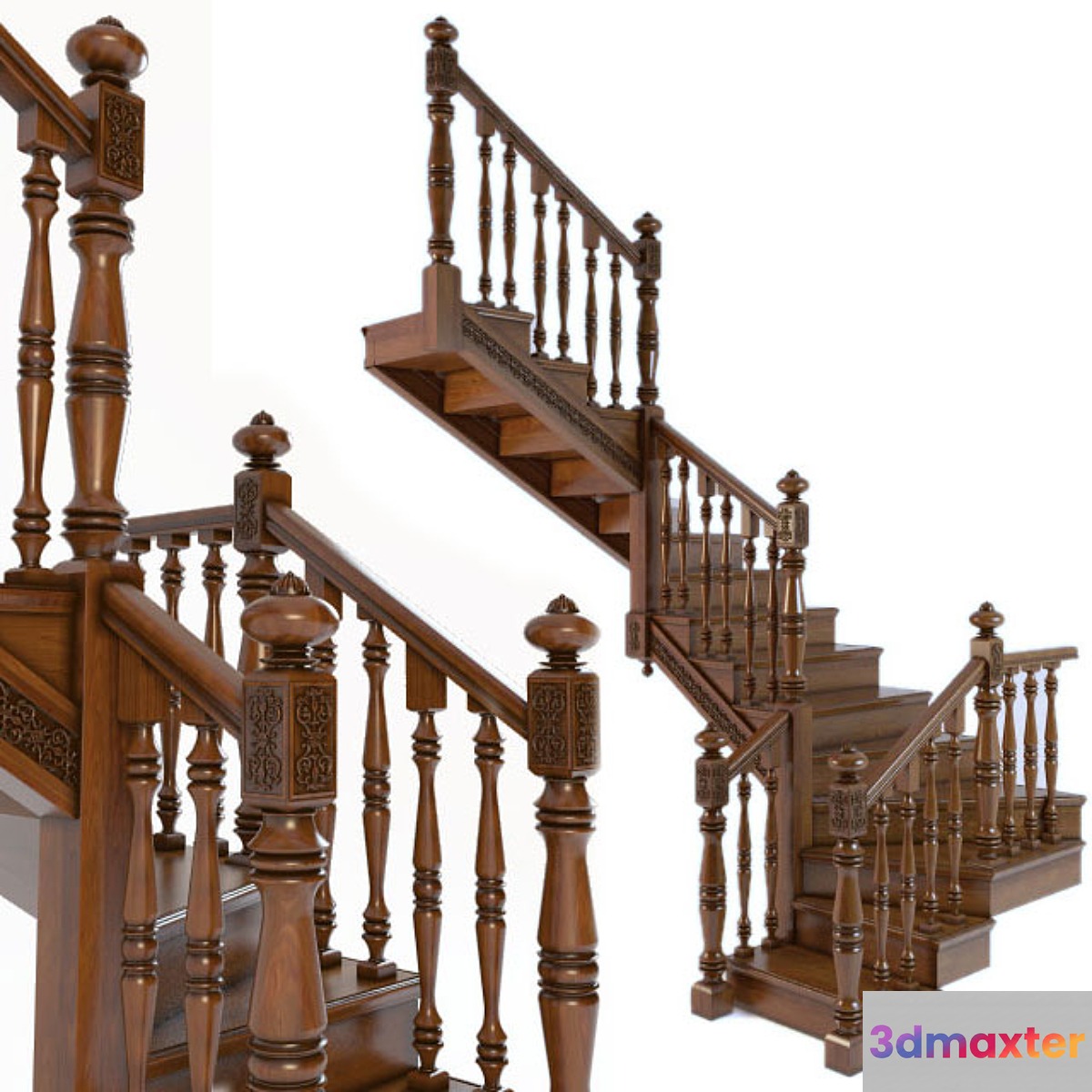 A wooden staircase. Wooden stairs