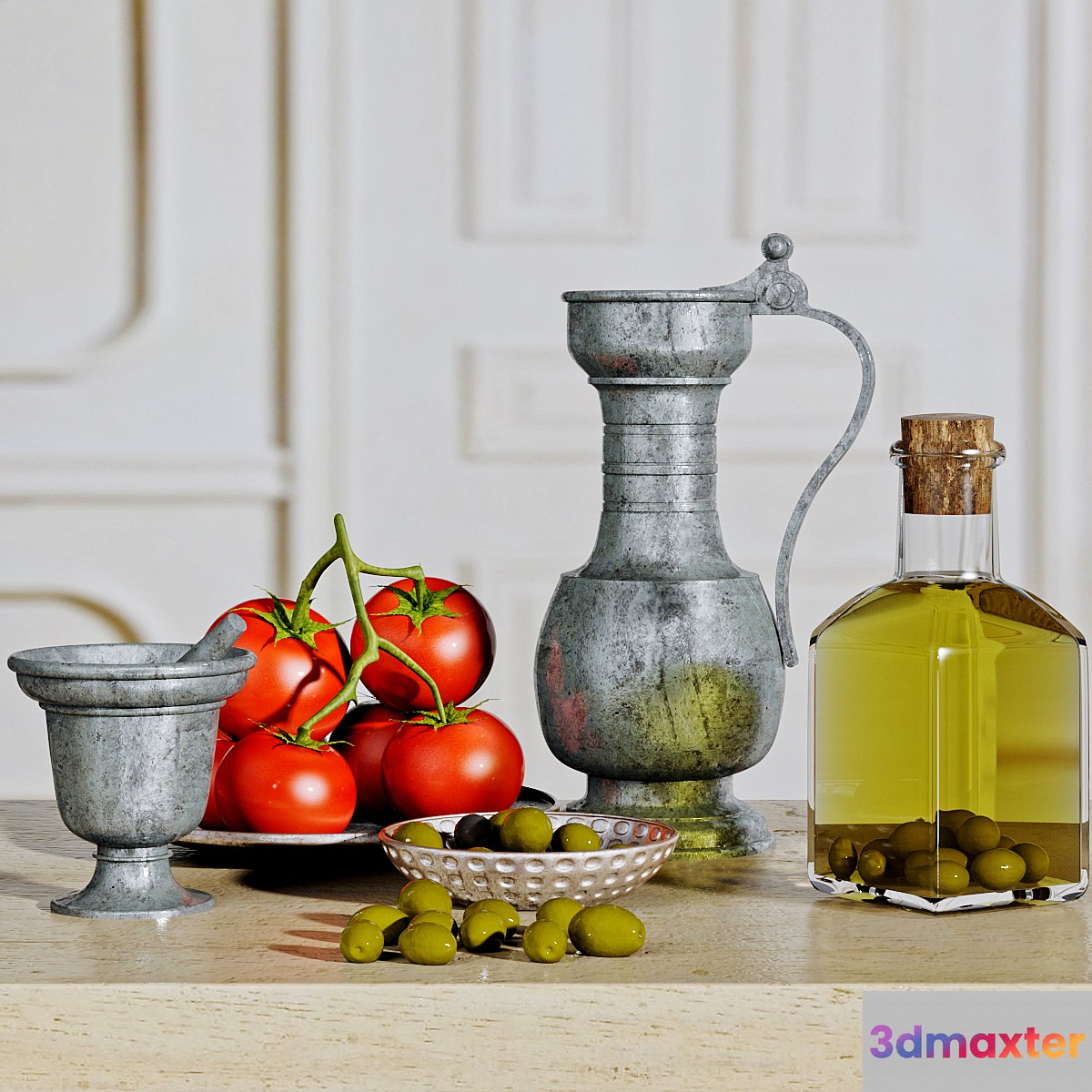 Olive and oil decorative set 3D Max