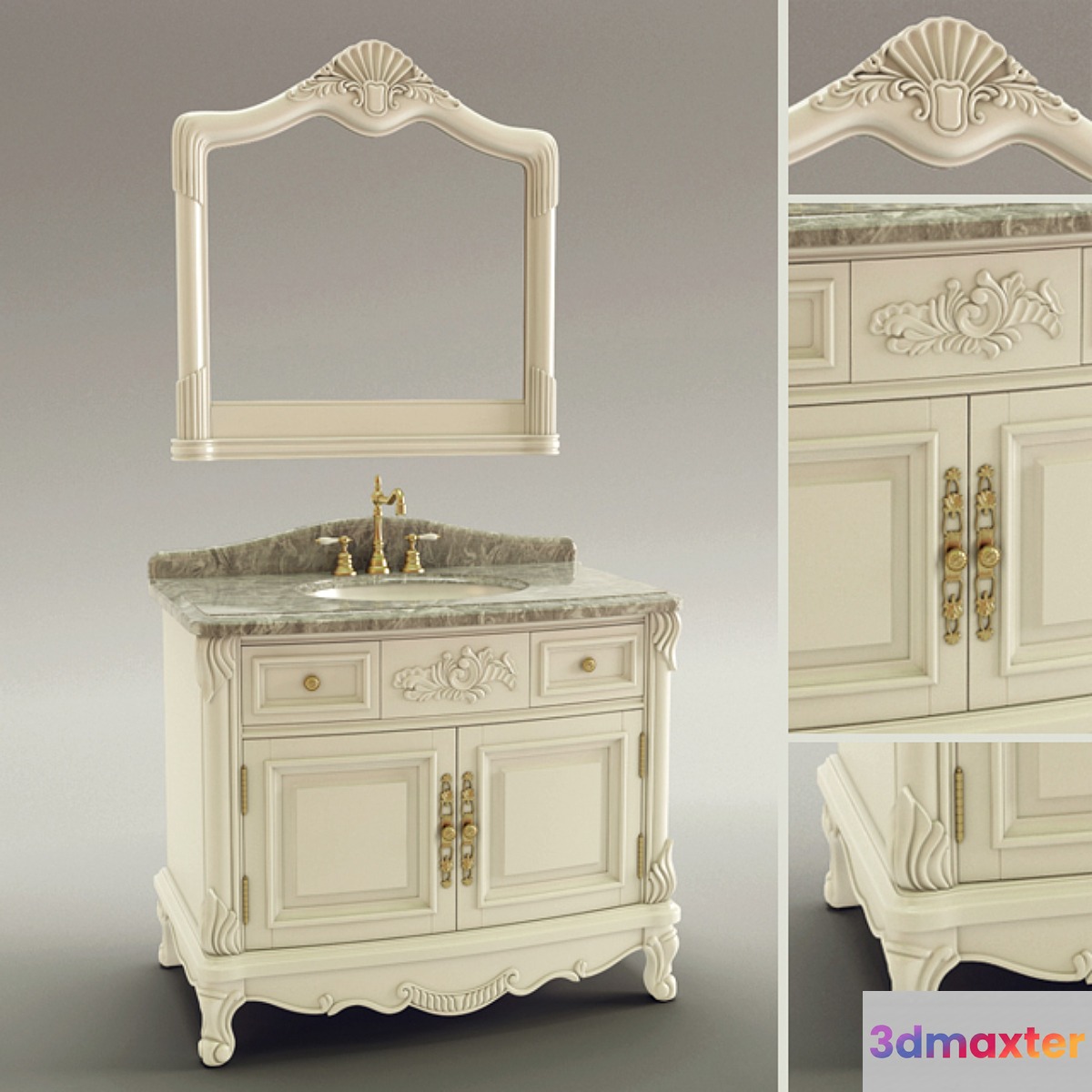 Bathroom Furniture - Bathroom Cabinet BF8220 3D Max