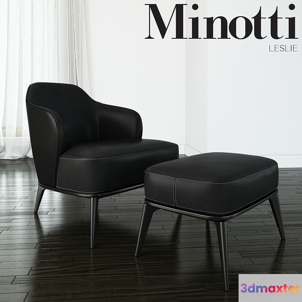 Minotti - Leslie armchair with ottoman leather