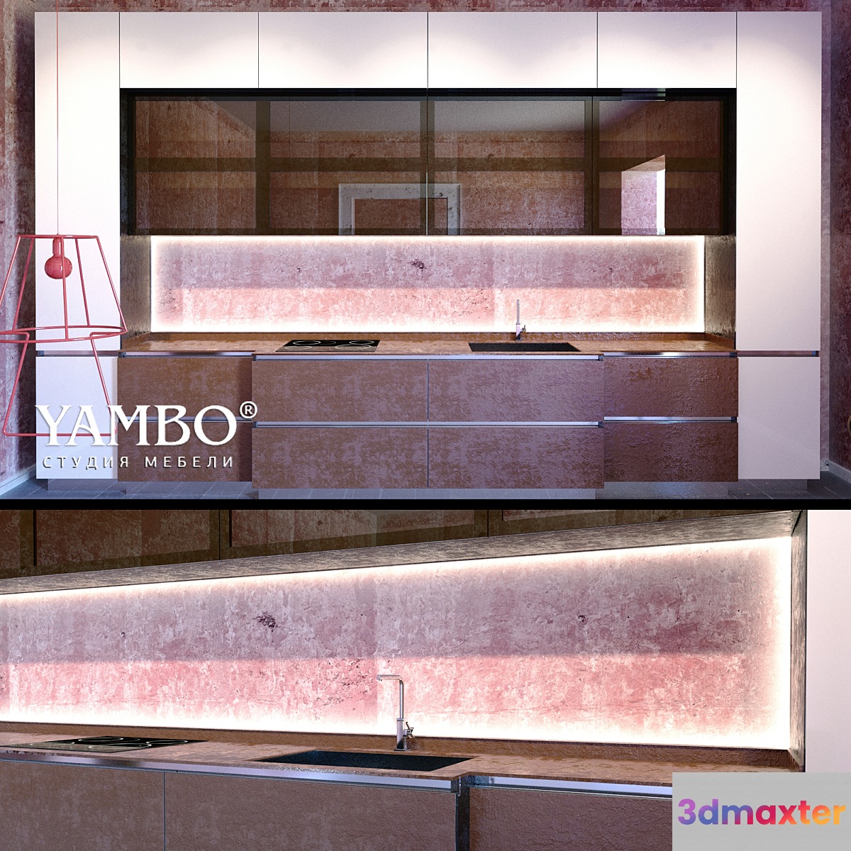 Kitchen with porcelain company Yambo 3D Max