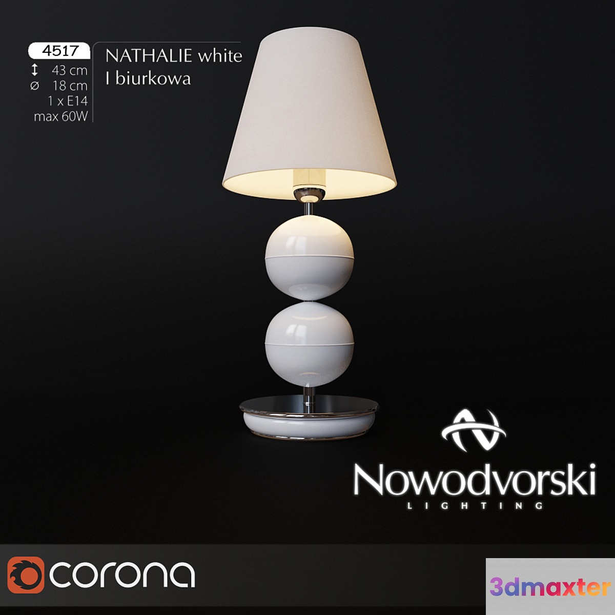 Nowodvorski NATHALIE white I biurkowa 3D Max