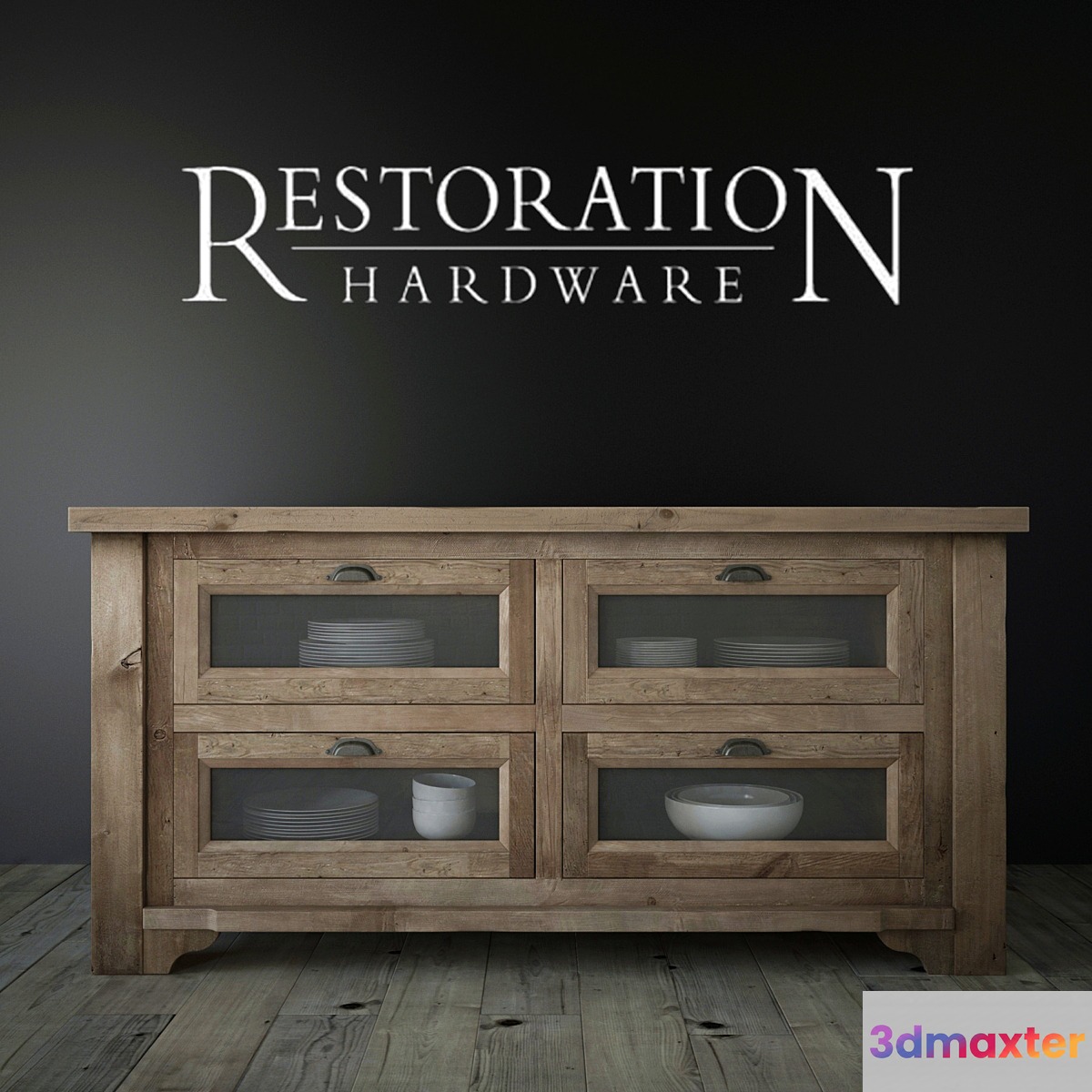 20TH C. SALVAGED WOOD KITCHEN ISLAND 3D Max