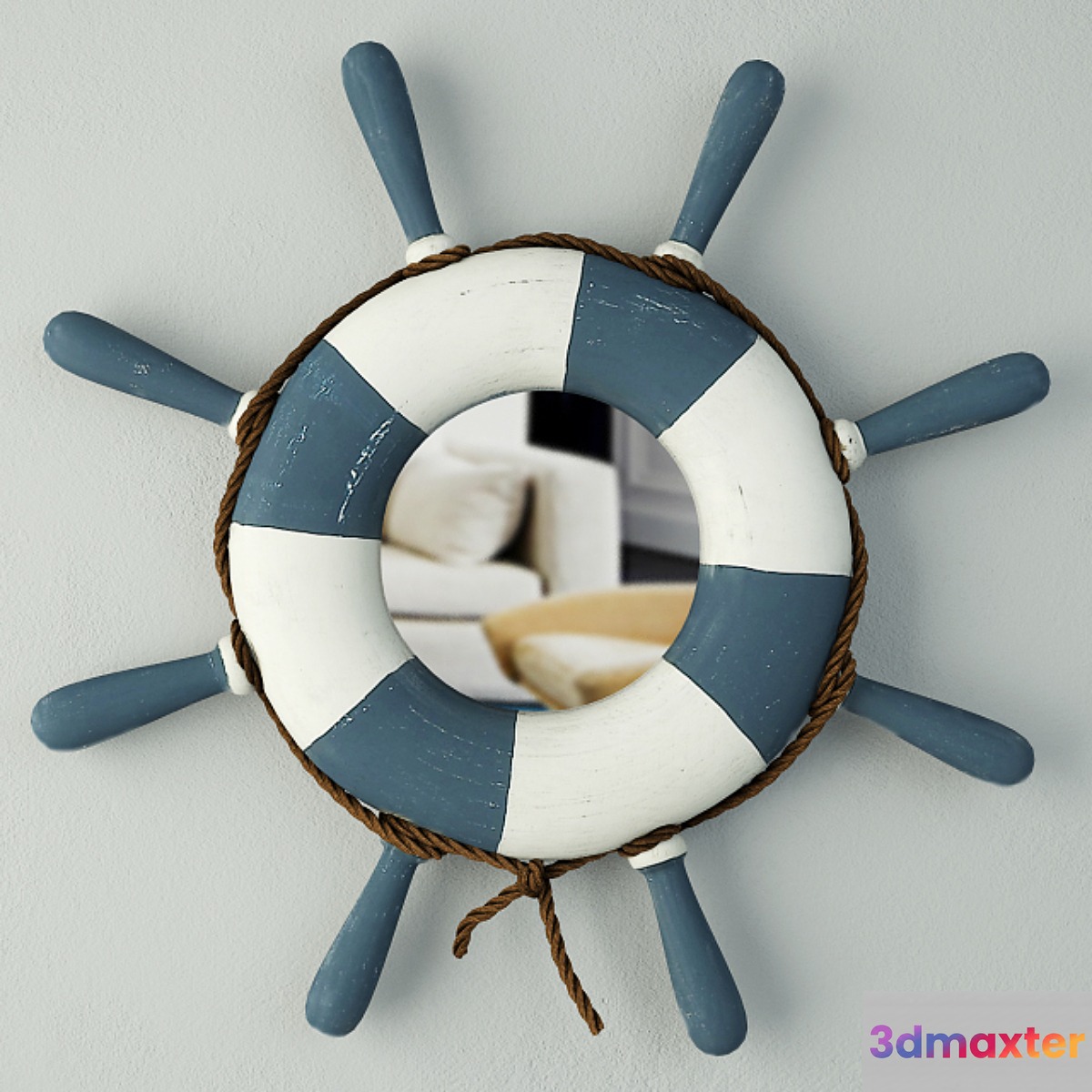Blue & White Steering Wheel Wall Mirror