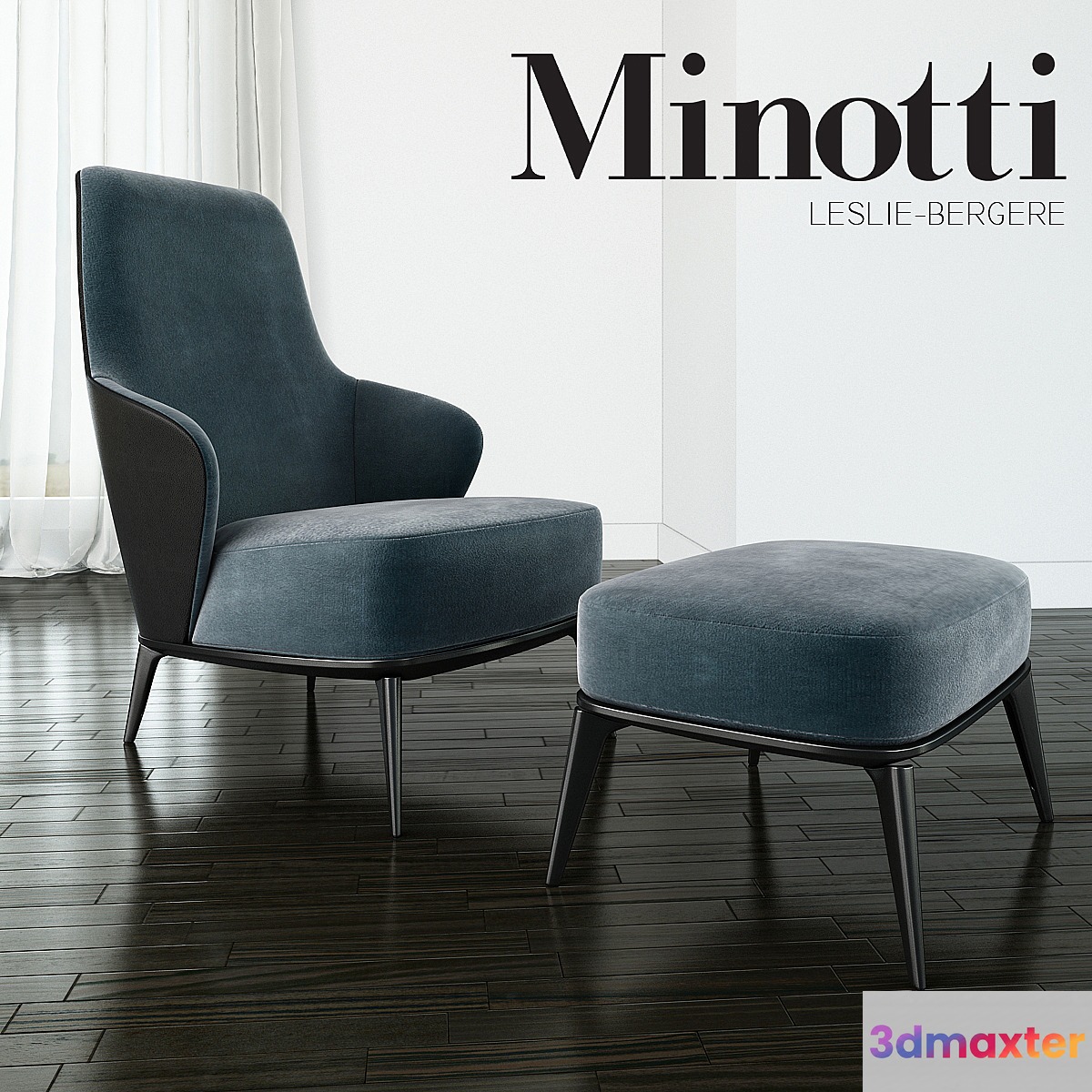Minotti - Leslie long backrest armchair ottoman leather - No.2