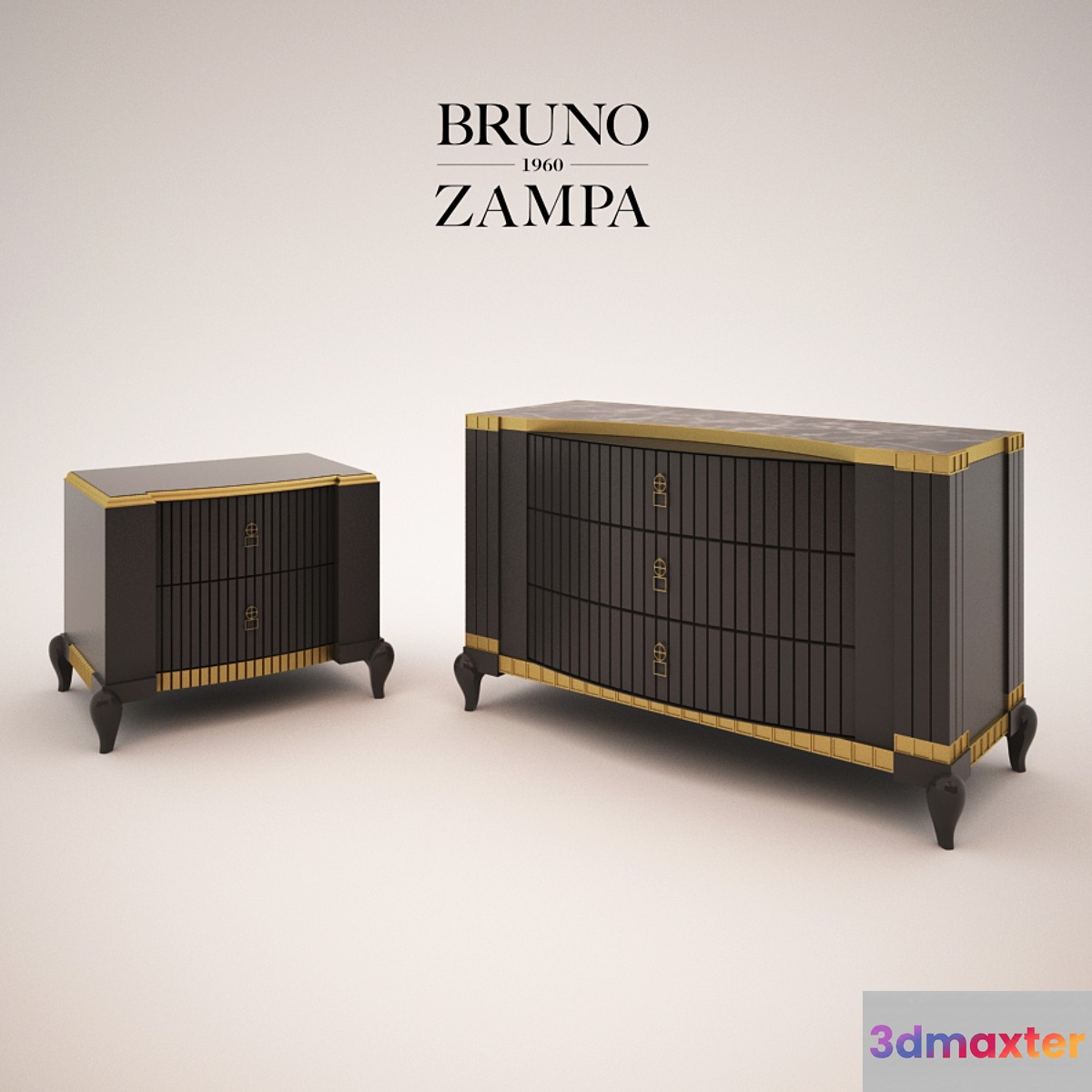 Chest of drawers and bedside cabinet Bruno Zampa 3D Max