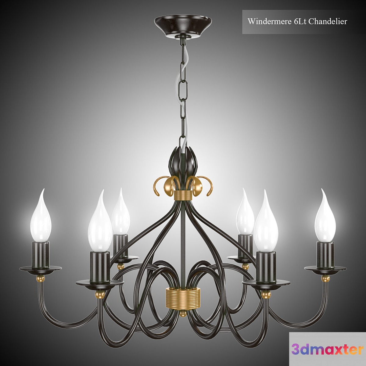 Windermere 6Lt Chandelier 3D Max