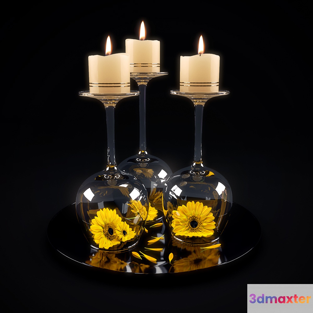 Decorative romantic candle - No.2 3D Max