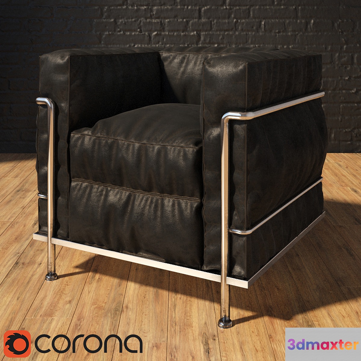 Old leather chair LC2 3D Max