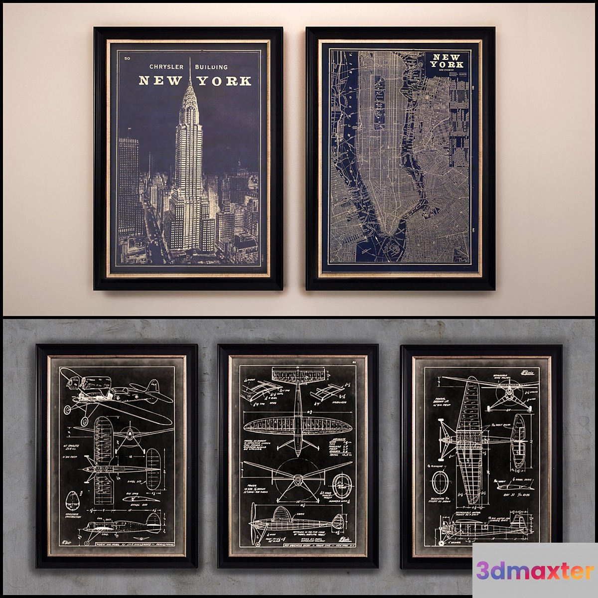 The picture in the frame: 12 Pieces (Collection 25) Industrial 3D Max