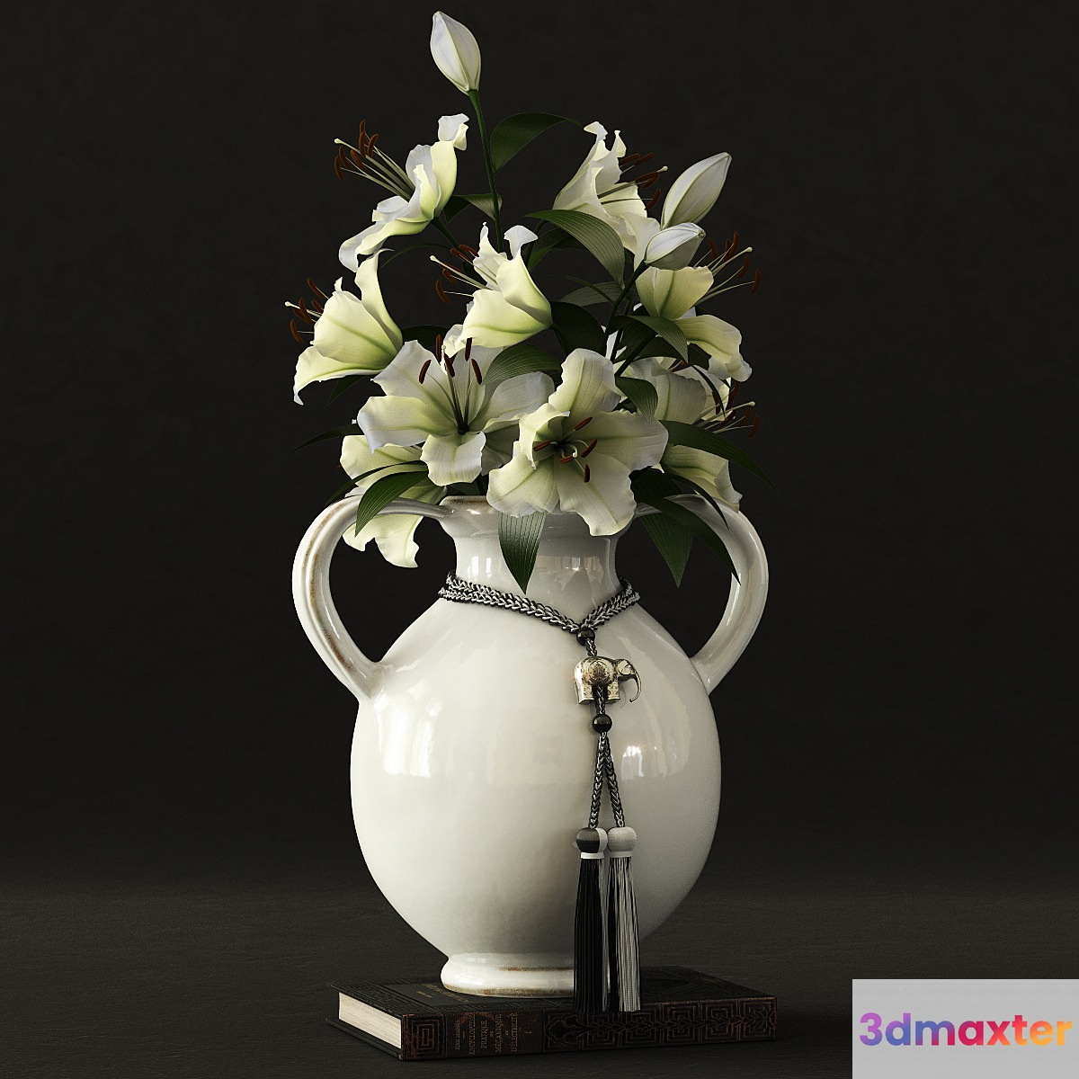 Pottery Barn _ Braided Black Elephant VaseTassel