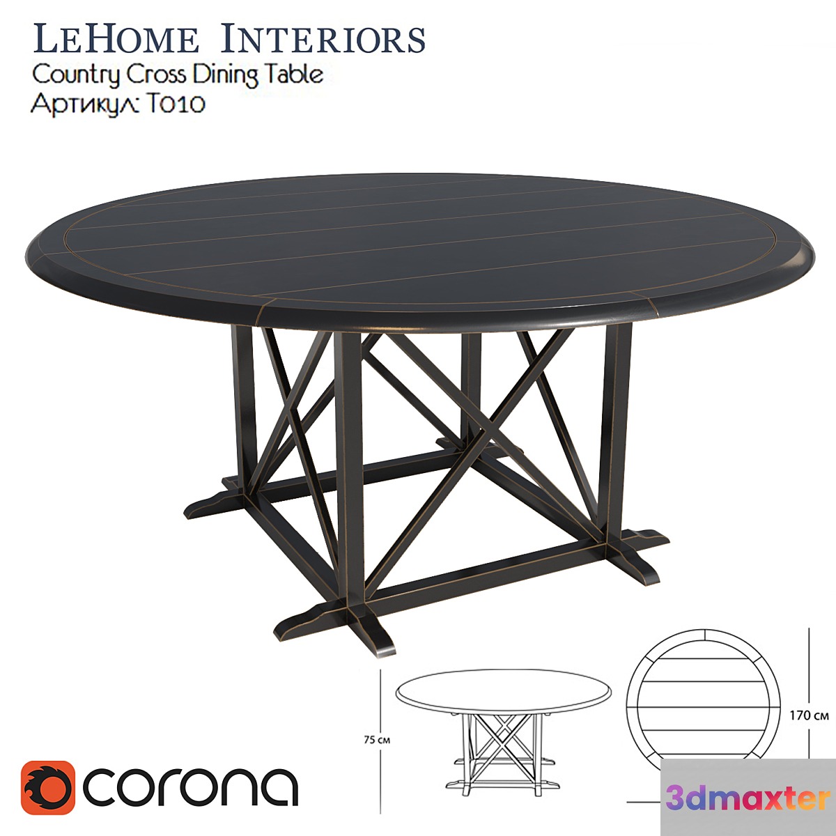 LeHome Country Cross Dining Table