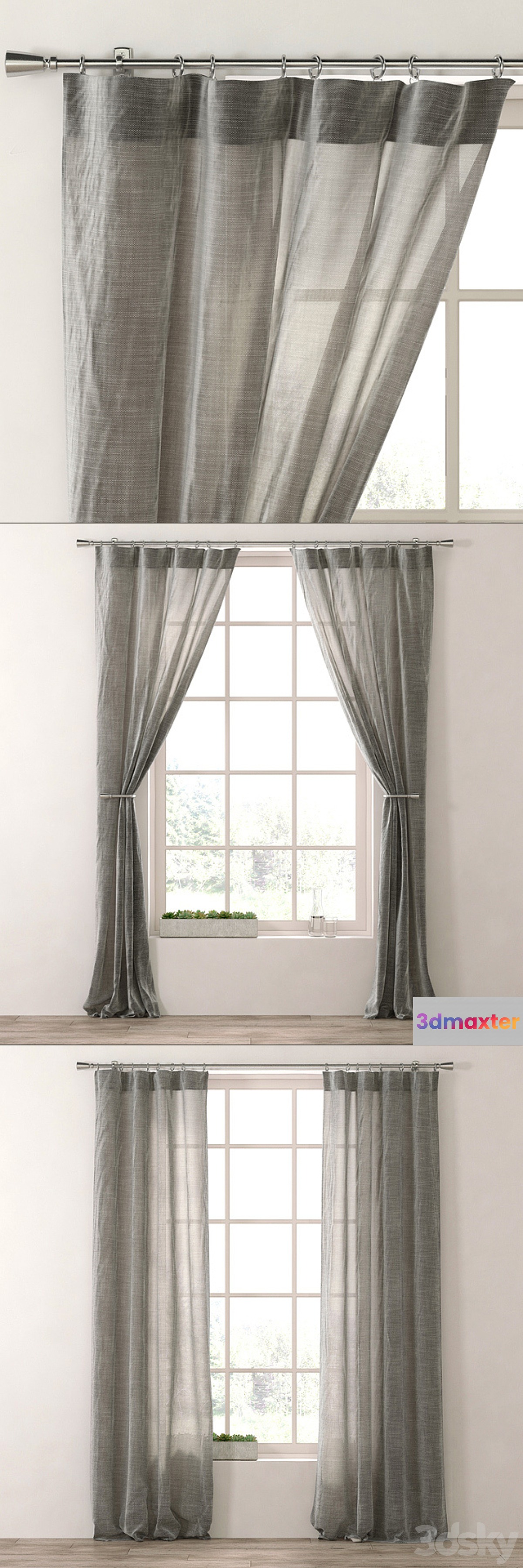 RH _ METALLIC OPAQUE LINEN DRAPERY PANEL - No.2