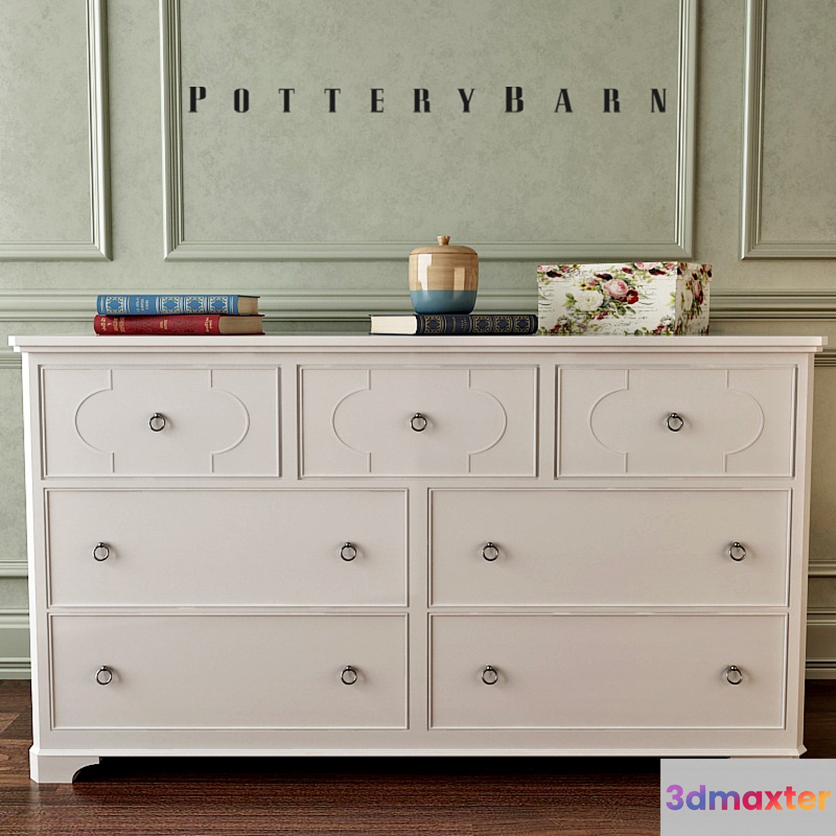 Chest of drawers PB Teen Shelby Dresser + Hutch 3D Max