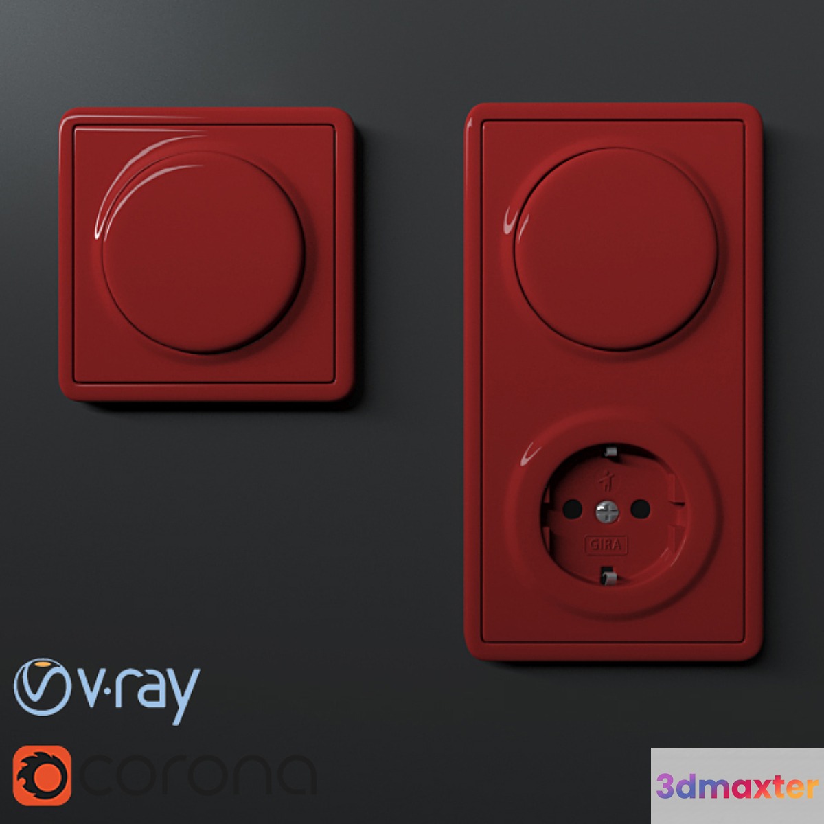 Gira S-Color switch-socket 3D Max