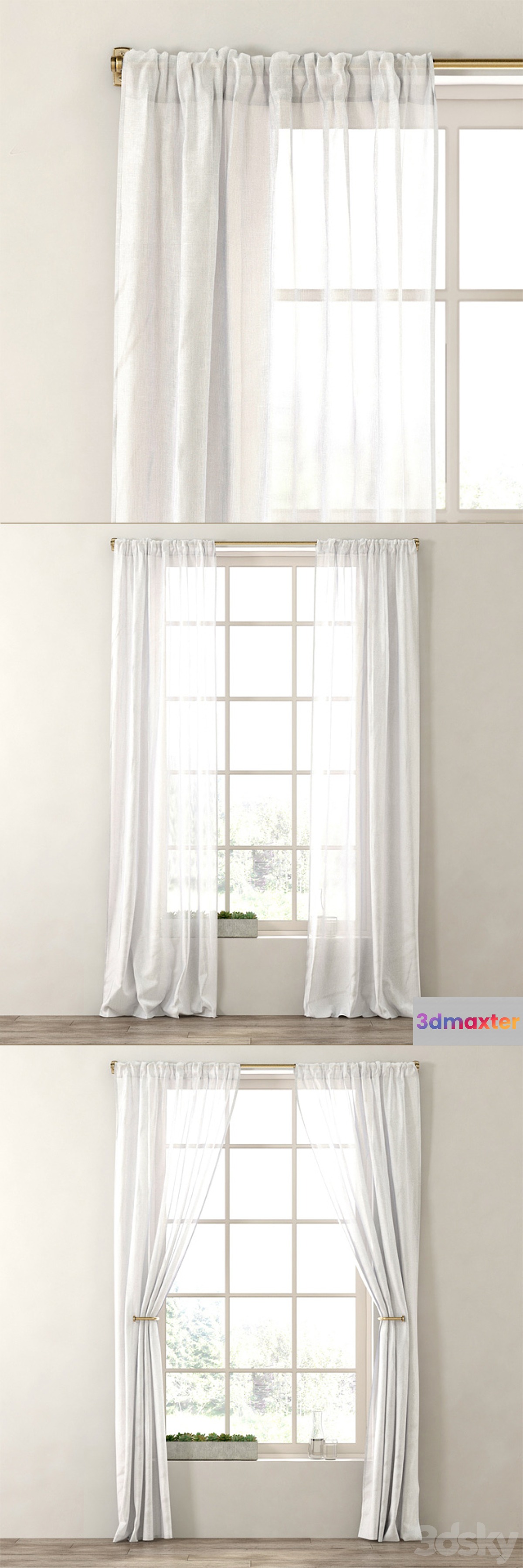 RH _ METALLIC SHEER LINEN DRAPERY PANEL - No.3