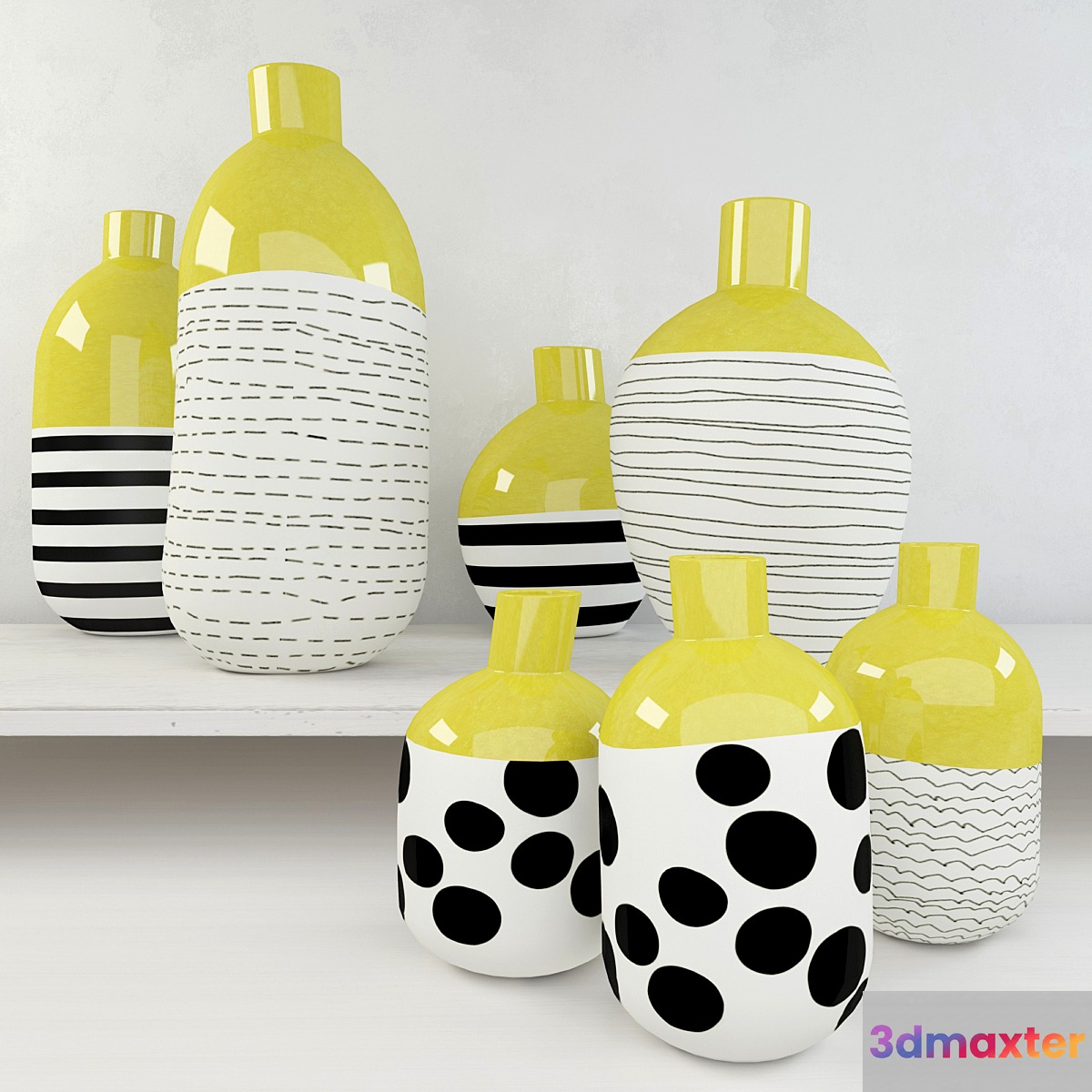 Set of 7 vases