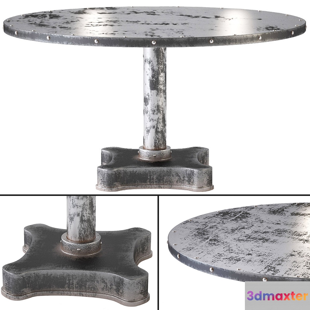 Victor solid industrial metals and iron dining table 3D Max