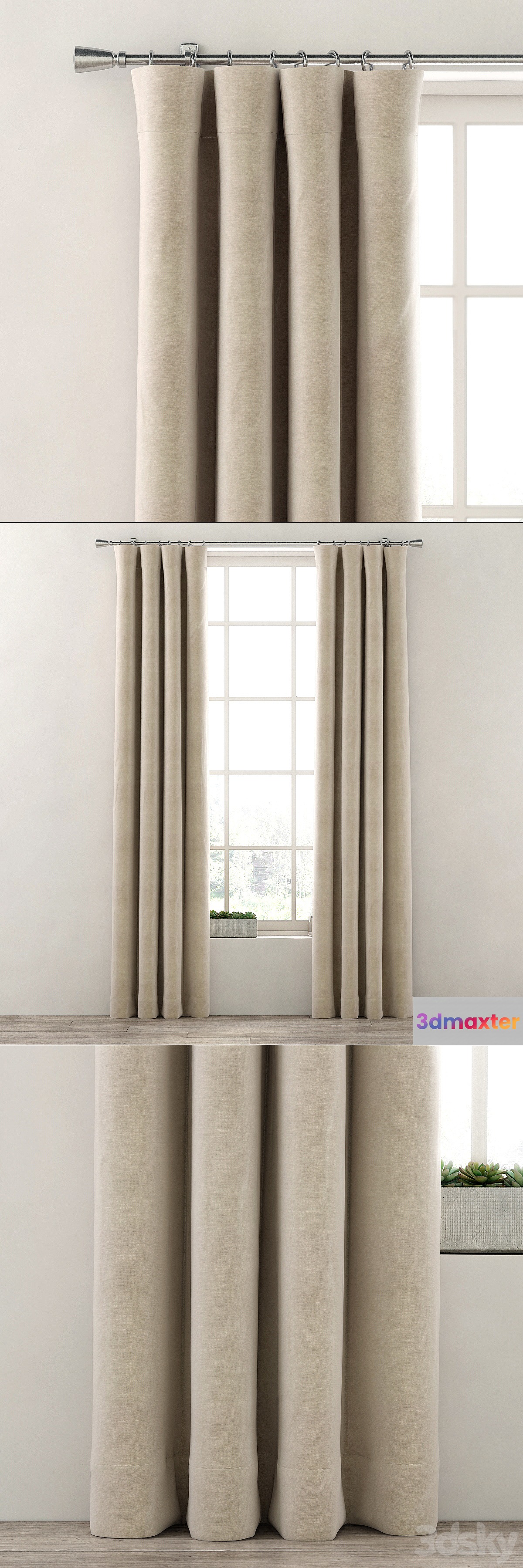 RH _ COTTON CANVAS DRAPERY PANEL 3D Max