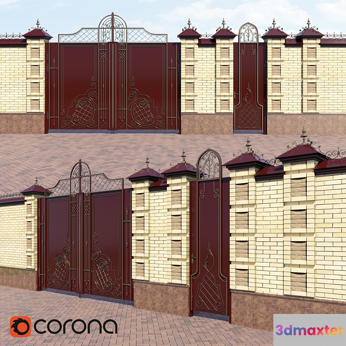 wrought iron gates 3D Max