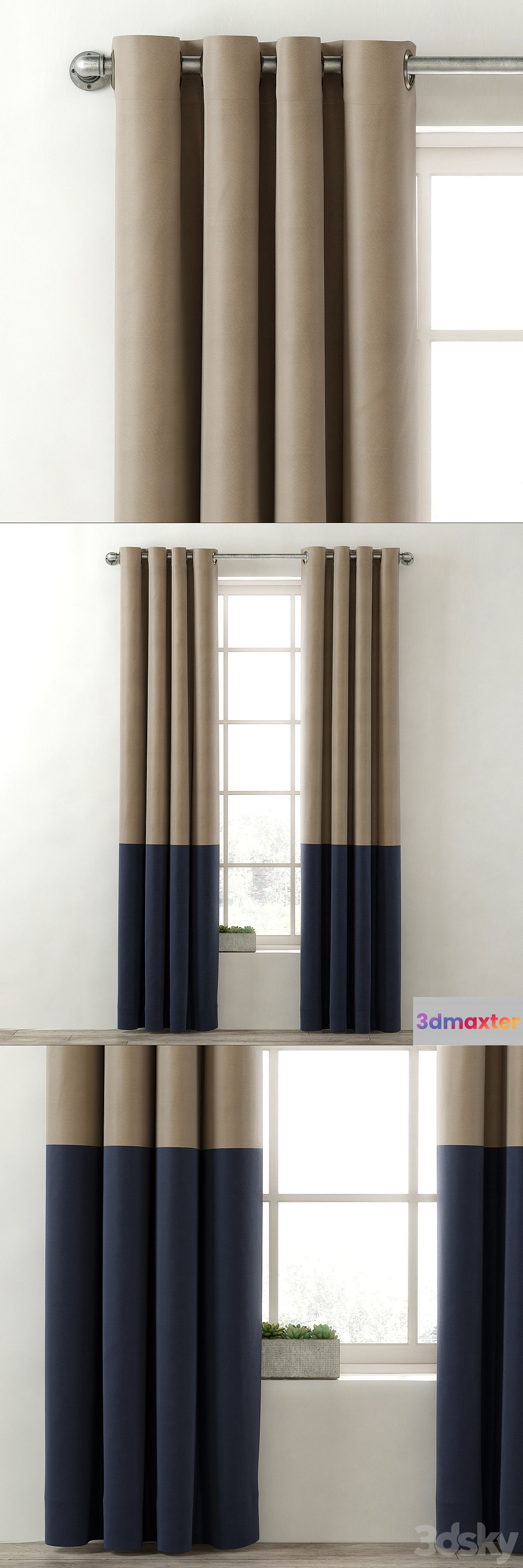 RH _ COLORBLOCK COTTON CANVAS DRAPERY PANEL