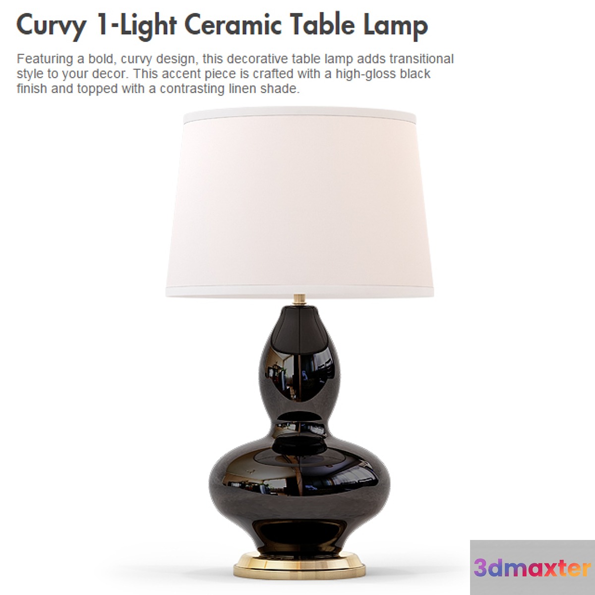 Curvy 1-Light Ceramic Table Lamp 3D Max
