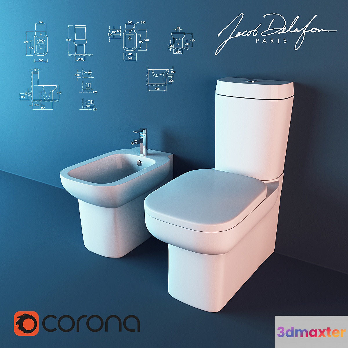 Squat toilet and bidet Jacob Delafon Replay 3D Max