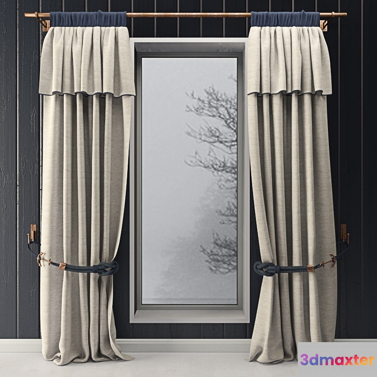 Curtains with marine decor