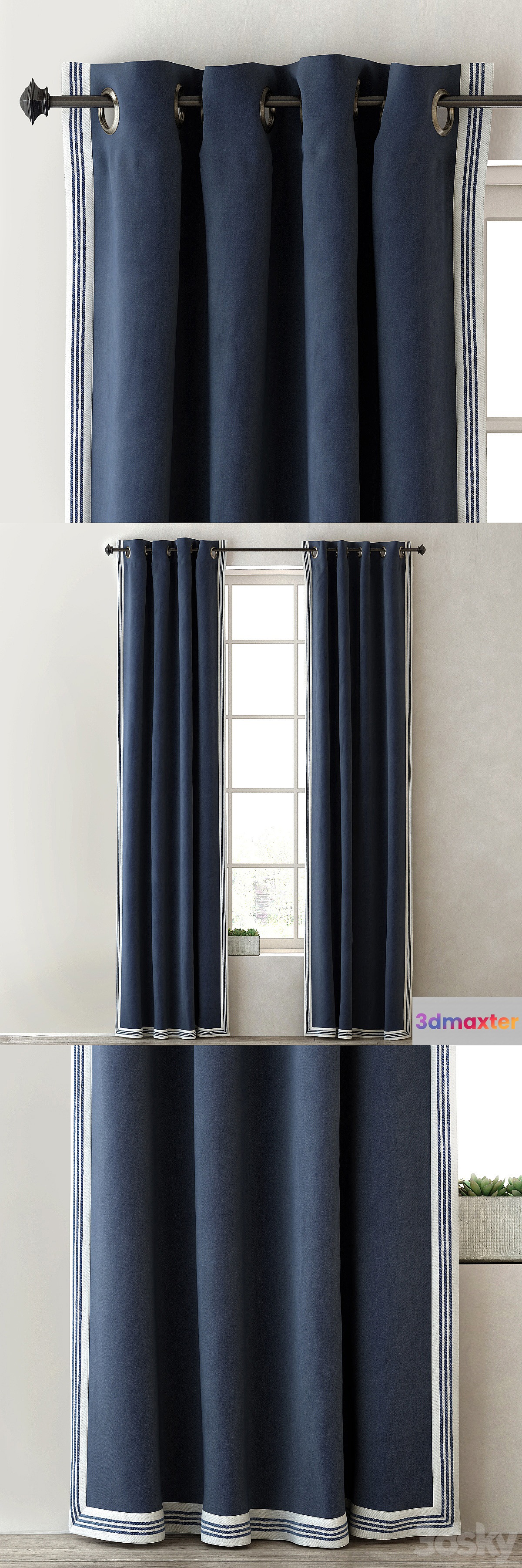 RH _ TICKING STRIPE BORDER DRAPERY PANEL