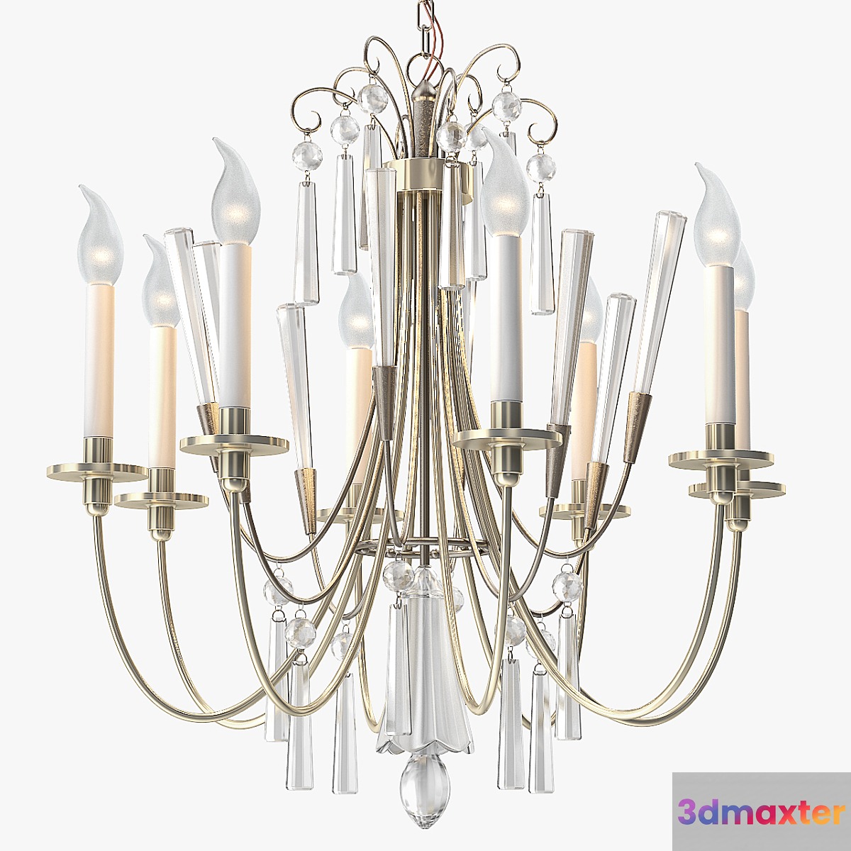 1stdibs Elegant Chandelier with Crystals by Lightolier