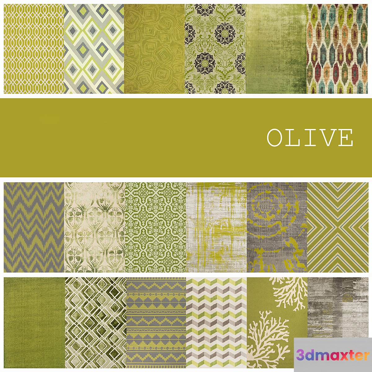 18 carpets in color OLIVE 3D Max