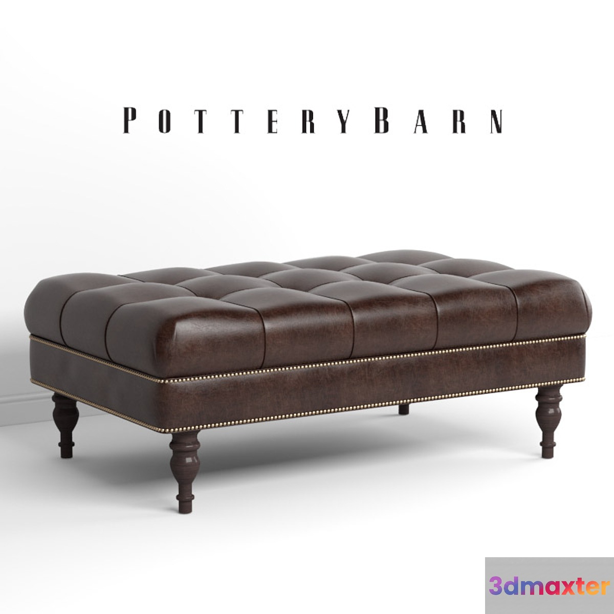 Pottery Barn - Martin Tufted Leather Ottoman 3D Max