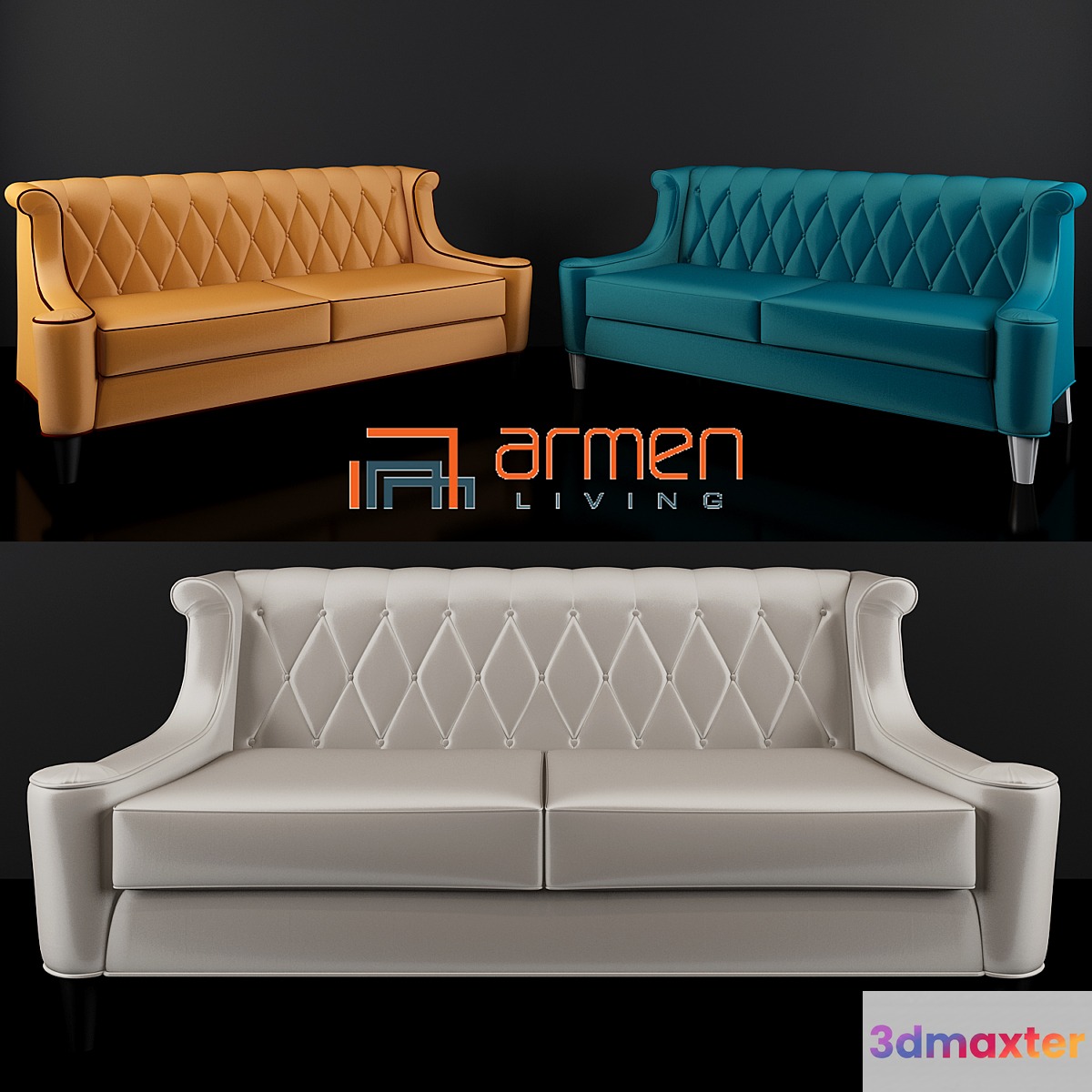 Armen Living Barrister Velvet Sofa 3D Max