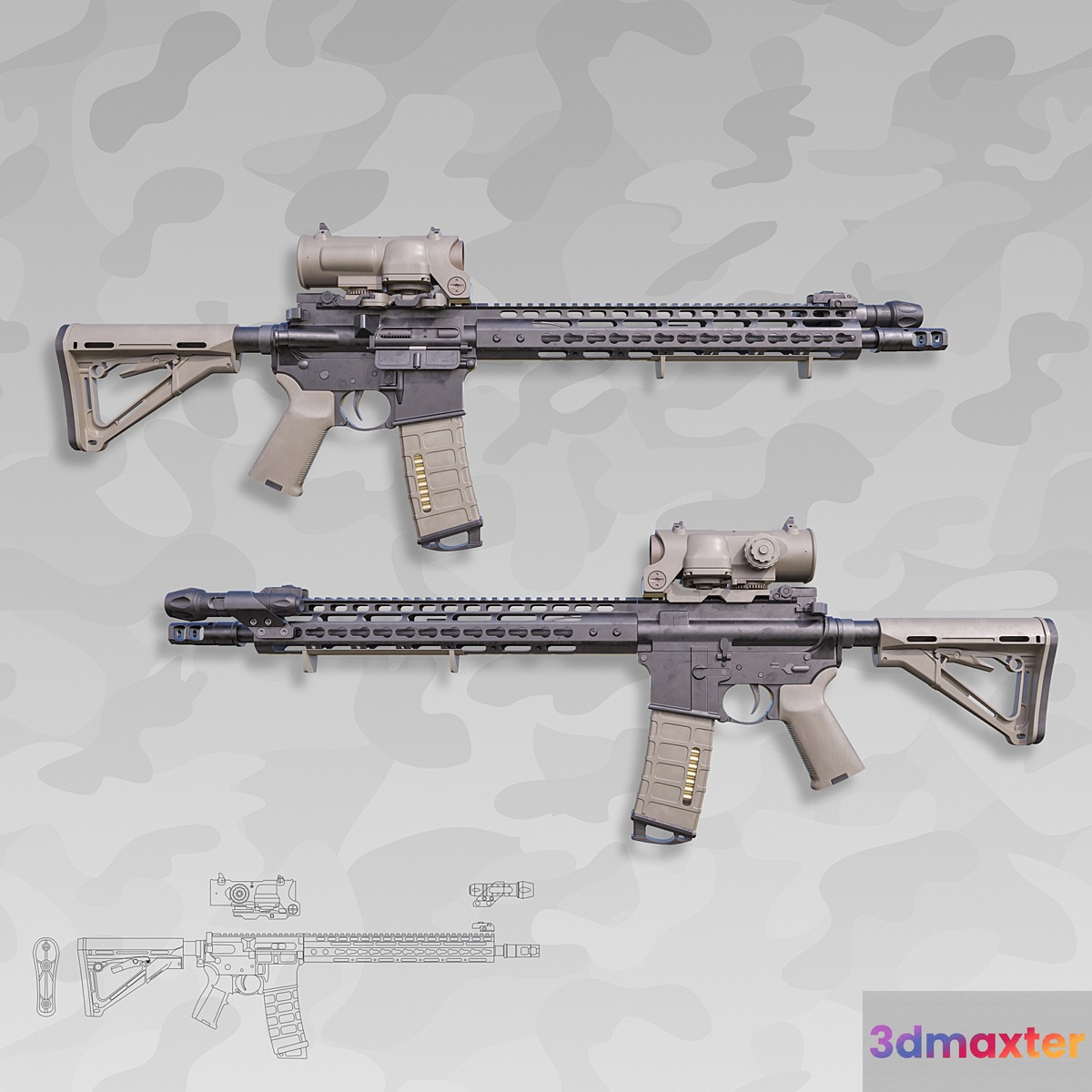 Weapon Custom AR-15 3D Max